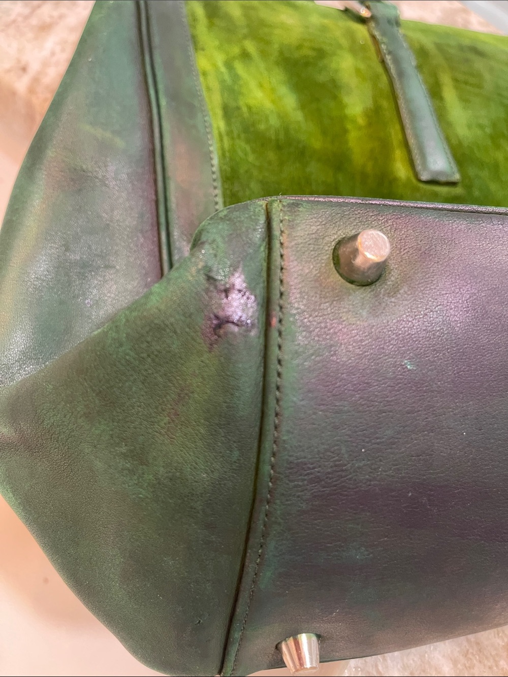 Coach Olive Green Suede Leather Trim Large Zip Tote Shoulder Bag - Picture 14 of 17